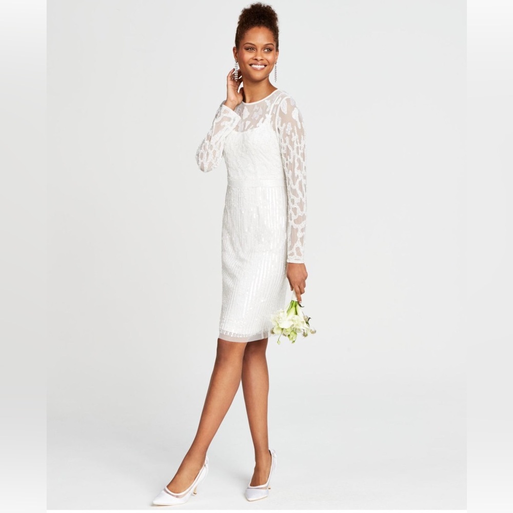 Adrianna Papell Beaded Illusion Sheath Dress - Size 4